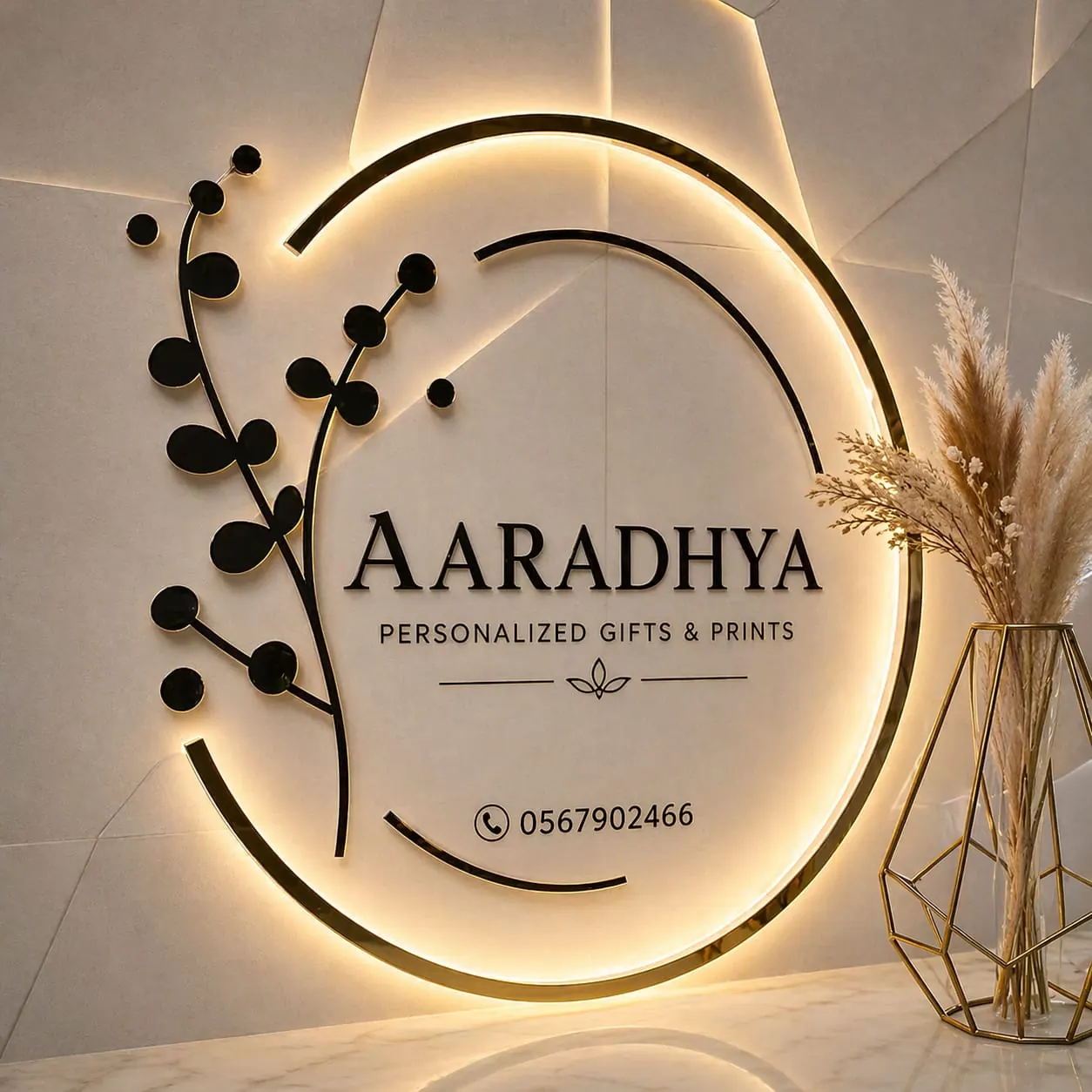 Round LED acrylic name art by Neelavarn Ajman