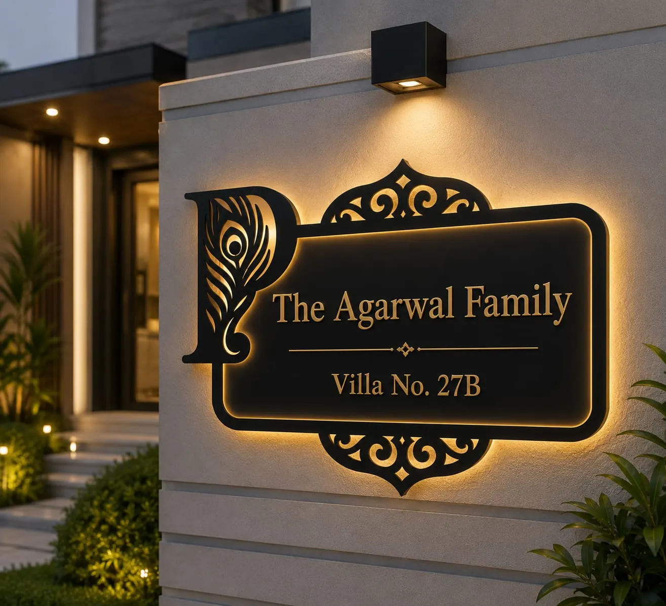 Luxury villa name plate created by Neelavarn