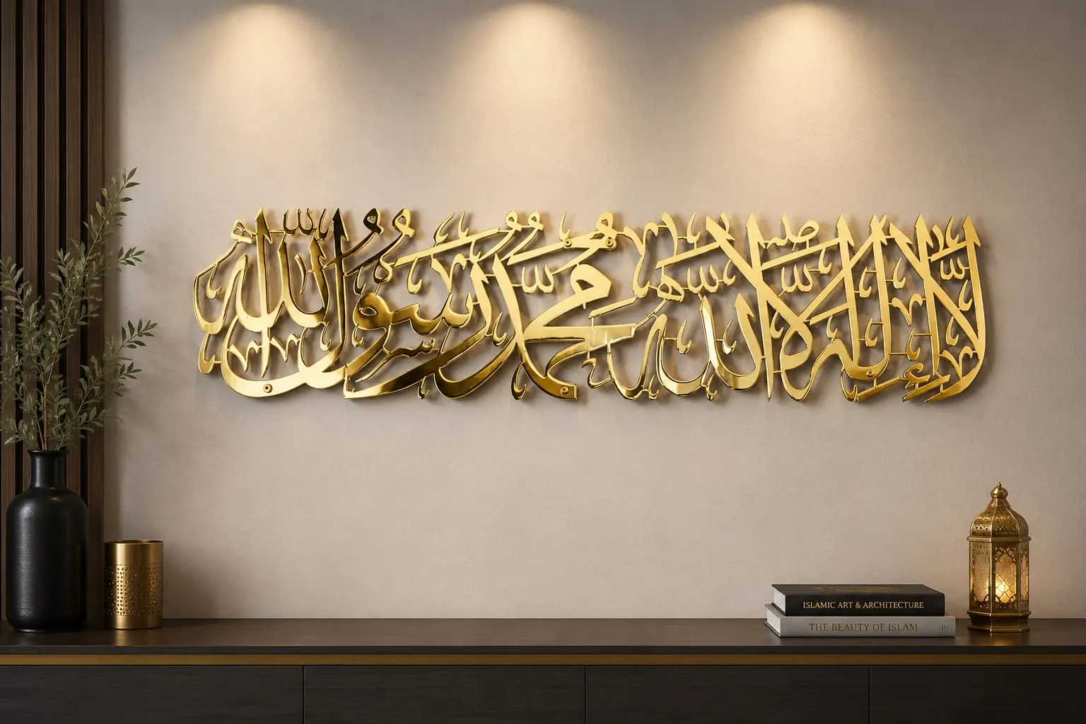Arabic calligraphy wall installation by Neelavarn Ajman