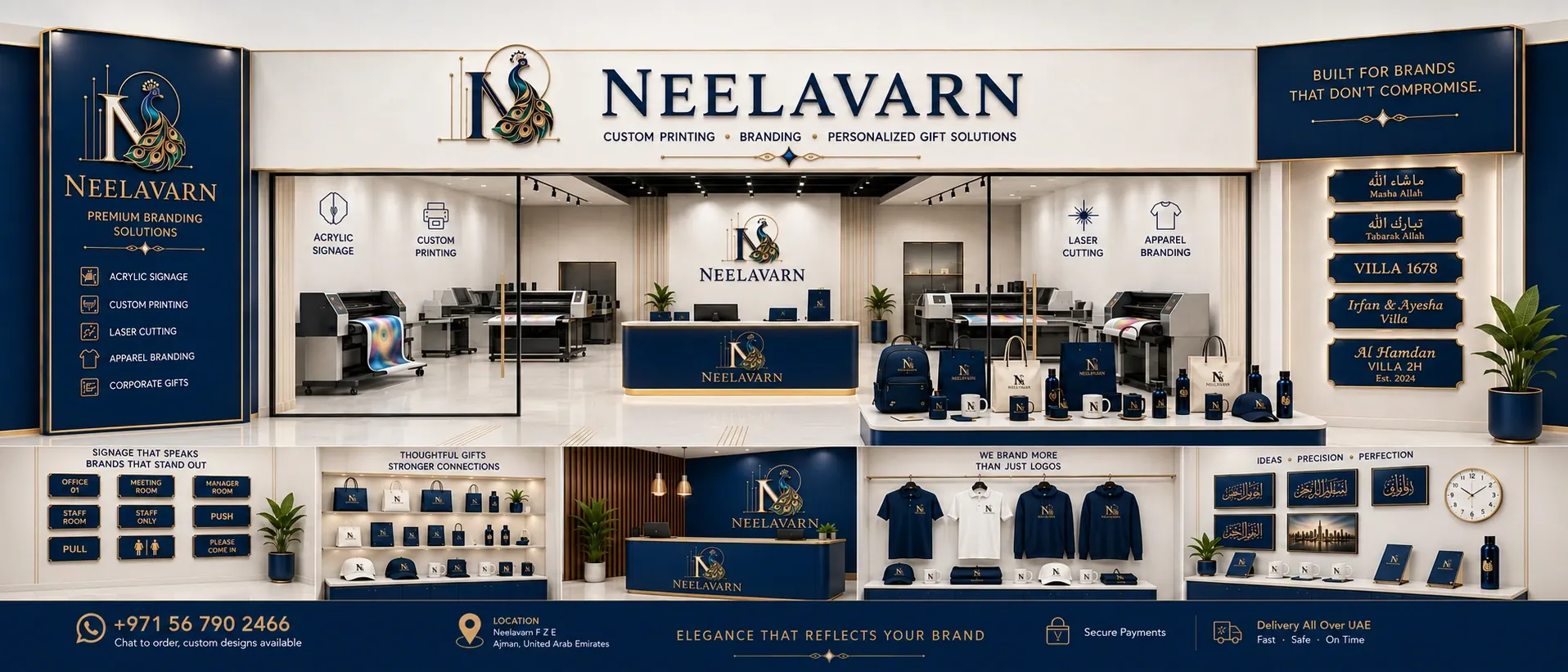 Neelavarn custom printing, branding, custom art, corporate gifts and personalized products showroom in Ajman